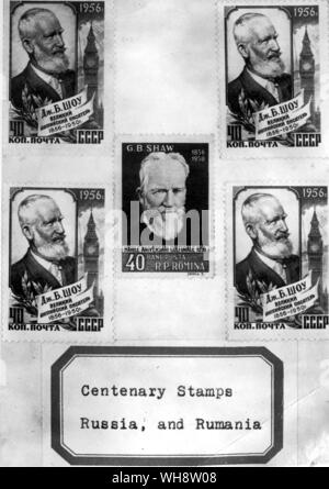 George Bernard Shaw wurde durch Probleme mit einer Sonderbriefmarke in Russland und Rumänien am 26. Juli den 100. Jahrestag seiner Geburt geehrt Stockfoto
