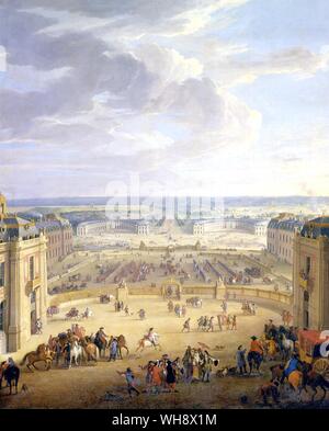 Blick auf die Ställe aus der Mitte der Chambre du Roi - von Jean-Baptiste Martin, um 1690 Stockfoto