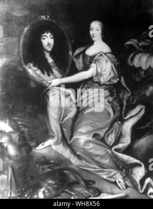 Henrietta von England, Duchesse d'Orléans, dem ersten Madame, ein Portrait ihres Mannes in der Hand von Antoine Matthieu, 1664. Stockfoto