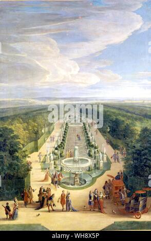 Der Eintrag von Louis XIV und Marie-Therese in Arras, 30. Juli 1667. Von einem Gemälde von Antoine van der Meulen für Marly. Der König, der mit seinem Bruder, folgt der Coach mit der Königin und Damen des Hofes. Stockfoto