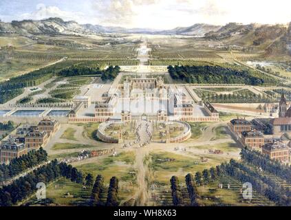 Marly, Chateau, Gärten und Pavillons aus dem Norden, von Pierre Denis Martin. Stockfoto