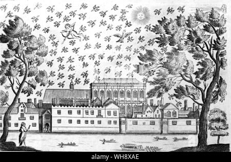 Whitehall aus dem Fluss in Charles I Zeit Stockfoto