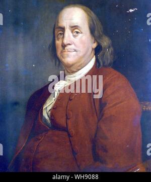 Benjamin Franklin Pseudonym Richard Saunders 1706-90 US-Staatsmann Diplomat, Drucker, Verleger, Investoren und Wissenschaftler. von J. M. Wright. Royal Society London. Stockfoto