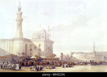 Sultan Hassan Moschee und Eingang der Zitadelle Kairo. von David Roberts. In V&A London. David Roberts (Oktober 24, 1796 - November 25, 1864), schottischer Maler, war an der Stockbridge, Edinburgh geboren. . Stockfoto
