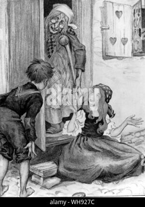 Hänsel und Gretel. Frontispiz von Arthur Rackman aus Märchen der Brüder Grimm, 1900. Stockfoto