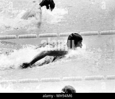 September 1972: Munich Olympics: Mark Sptiz der USA im 100 m Schmetterling. Stockfoto