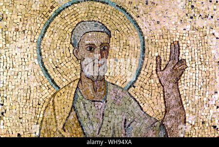 Mosaiken aus der alten Basilika Peter Predigt an die Römer aus dem Oratorium des Hl. Johannes VII. Stockfoto