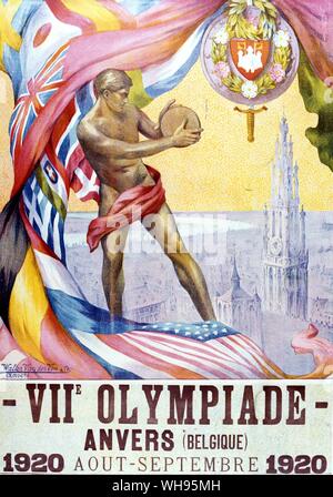 Kunst Themen: Ephemera/Anvers olympischen Poster, 1920 Stockfoto