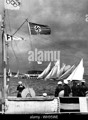 Der Start des 8-m-Klasse Rennen am zweiten Tag der Yachting an Kiel Olympia Berlin 1936 Stockfoto