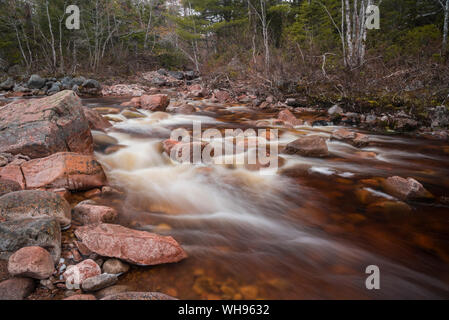 Bach fließt in der Nähe von Mary Ann Falls, Cape Breton Highlands National Park, Nova Scotia, Kanada, Nordamerika Stockfoto