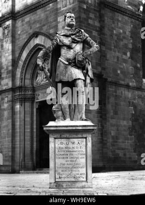 Statue von Ferdinando I de Medici, Arezzo, Piazza del Duomo. Stockfoto