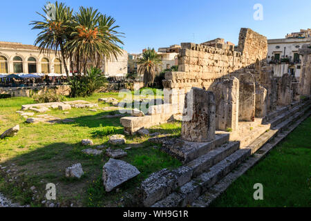 Apollo-Tempel (Tempio di Apollo), Ortigia (Ortygia), Syrakus (Siracusa), UNESCO World Heritage Site, Sizilien, Italien, Europa Stockfoto