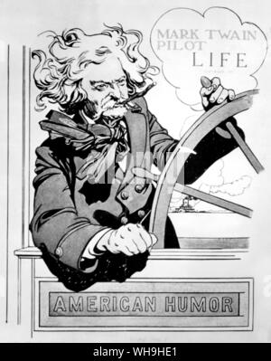 Cartoon von Mark Twain (Pseudonym von Samuel Langhorne Clemens (1835-1910), US-Schriftsteller. Stockfoto