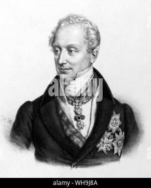 Fürst von Metternich (1773-1859), Klemens Wenzel Nepomuk Lothar Matternich. Furst Metternich. Österreichische Politiker, die führende Gestalt der europäischen Diplomatie nach dem Sturz Napoleons. Stockfoto