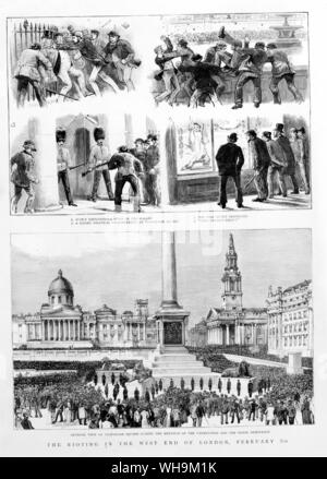 Februar 1886: Le Grafik. Ausschreitungen im West End von London. Stockfoto