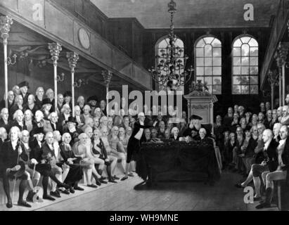 William Pitt der Jüngere (1759-1806), britische Konservative Politiker, Premierminister 1783-1801 und 1804-06. Adressierung des House of Commons, 1793. Stockfoto