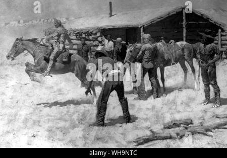 Kommen und Gehen der Pony Express von Frederick Remington, 1900 - Foto aus Mark Twains Biographie Stockfoto