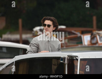 Venedig, Italien. 02 Sep, 2019. Timothée Chalamet kommt an der 76th Venedig Film Festival im Sala Casino on September 02, 2019 in Venedig, Italien. Quelle: Andrea Merola/Erwachen/Alamy leben Nachrichten Stockfoto