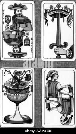 Tarot Karten - (unten links) der Ace aus dem 20. Jahrhundert piemontesischen Pack Stockfoto