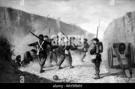 USA: Amerikanische Bürgerkrieg/US Kavalleristen in einem Bürgerkrieg Szene. Stockfoto