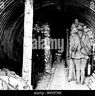 WW1/Frankreich: Deutsche Tunnel durch alliierte Truppen gefangengenommen. 1918. Stockfoto