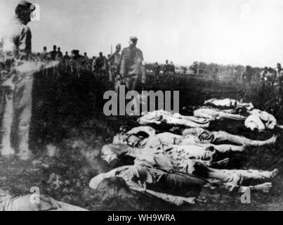 WW1/ausgeführt Rebellen. Am 2. Juni 1918, slowakischen Soldaten, ehemaligen russischen Kriegsgefangenen, Kehret in der serbischen Stadt Kragujevec. Nach der Revolte festgeschrieben worden war, vierzig vier dieser Soldaten (vom Ersatzbataillon des 7 Infanterie Regiment) wurden hingerichtet. Stockfoto