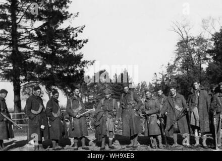 WW1: Reste der London Scottish nach der Schlacht von Messines. 31. Oktober 1914. Ridge, der von den Deutschen am 1. November 1914 gefangengenommen. Stockfoto