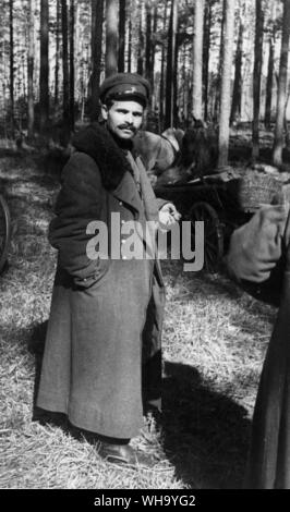 WW2: März 1943. In den Gebieten der rechten Bank, Ukraine. Die Commisar der Partisan kovpak der Bildung, der Held der Sowjetunion, Generalmajor Semyon Rudnev. Stockfoto