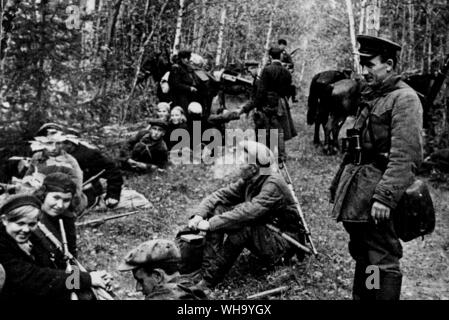 WW2: russische Partisanen während des Zweiten Weltkrieges. Stockfoto