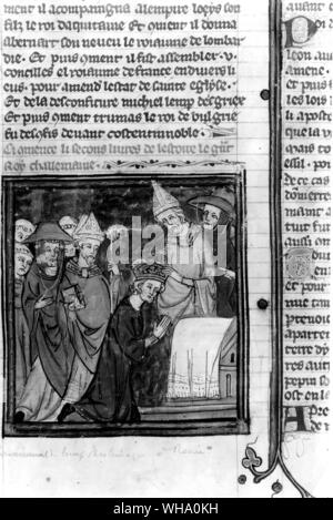 Papst Leo III. die Krönung Karls des Großen in Rom, 14 C. Stockfoto