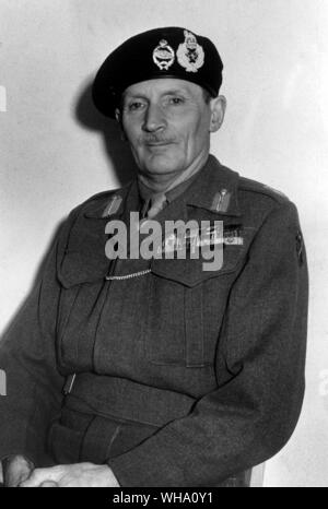 WW2: Feldmarschall Montgomery. Montgomery, Bernard Law (Monty; Viscount Montgomery von Alamein) Der britische General; gewonnen Sieg bei El Alamein im Zweiten Weltkrieg 1942; Half plan Normandie Invasion 1887-1976. . Stockfoto