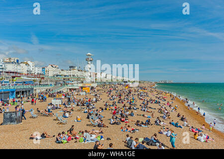 Brighton Beach im Juli, 2019 Stockfoto