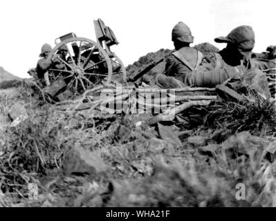 Burenkrieg, 1900: Wiltshire Regiments in Aktion mit Gewehr auf Norvals Punkt. Stockfoto