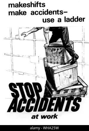 WW2: Stop Unfälle Plakat für den Arbeitsplatz. Stockfoto