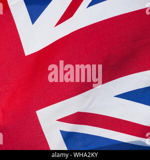 Union Jack - Flagge des Vereinigten Königreichs winken im Wind Detailansicht (Detail) Stockfoto