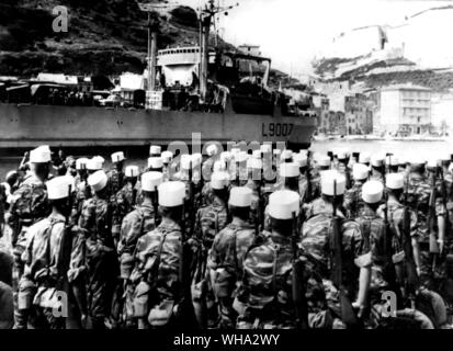 25. Juni 1960: Französische Fremdenlegion der ersten Bataillon Linie bis nach Bonifacio, Süd-korsika aussteigen. Stockfoto