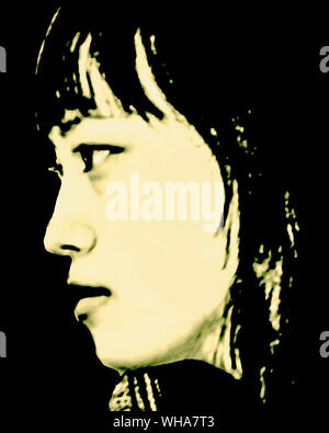 Pop Art Stil attraktive junge asiatische Frau Seitenansicht Nahaufnahme portrait Stockfoto