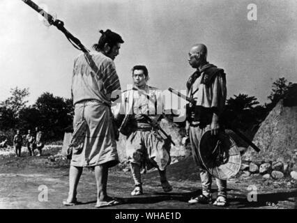 Drei Samurai aus dem japanischen Film Die Sieben Samurai 1954 Stockfoto