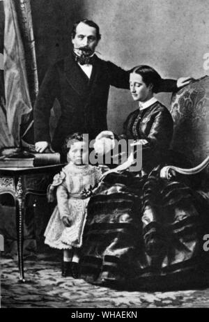Die kaiserliche Familie Ende 1850. Der Kaiser Napoleon III Kaiserin Eugenie und ihr Sohn der kaiserliche Prinz. Stockfoto