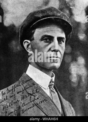 Wilbur Wright 1867-1912. Wright, Wilbur uns Flugzeug designer und Pionier der Luftfahrt; mit Orville Wright, Co - 1 Flugzeug (1. schwerer als Luft fliegenden Maschine erfunden) 1903; Bruder von Orville Wright 1867-1912. . Stockfoto