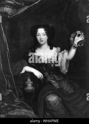 Louise Renee de Penancoet De Keroualle Herzogin von Portsmouth und Aubigny 1649-1743. Vermutlich durch Vignon. Die Tochter des Sieur de Keroualle, eines sehr alten bretonischen Familie, ernannt 1668 Mädchen der Ehre zu Henrietta, Herzogin von Orleans, die Sie nach England im Jahre 1670 begleitet; sie wurde später von Ludwig XIV. zu bezaubern Charles II geschickt und sie wurde seine Herrin im Jahre 1671. Sie gebar dem König ein Sone, Charles, Herzog von Richmond, und war das Herz der französischen Interesse und einem großzügigen Exponent der französischen Geschmack am englischen Hof bis zu Ihrer Abreise nach Frankreich im Jahre 1688 Stockfoto