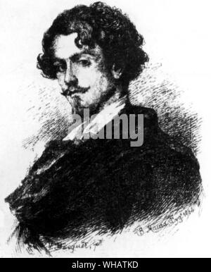 Gustavo Adolfo Bécquer (1836-1870). Die spanische Schriftstellerin von Lyrik und Kurzgeschichten, nun als eine der wichtigsten Figuren in der spanischen Literatur. Er ist der Begründer der modernen spanischen Lyrik betrachtet. Stockfoto