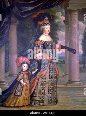 Königin Marie-Thérèse und den Dauphin von Pierre Mignard (1612-1695). Der Sonnenkönig von Nancy Mitford, Seite 57. Stockfoto