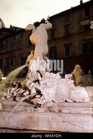 Die Gewässer von Rom durch H. v. Morton. Die Neptun Gruppe aus dem Norden der Brunnen auf der Piazza Navona, Rom. . Stockfoto