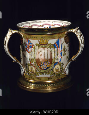 Commemorative ware - Nelson. Damit wir es nicht vergessen. Admiral Lord Nelson. Die britische Marine Held. Geboren 1758 - gestorben 1805. Stockfoto