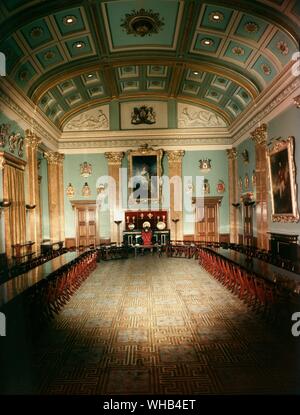 Architektonische Merkmale: Innenraum von Holkham Hall, Norfolk-Zimmer. Der Architekt William Kent 1734 Stockfoto