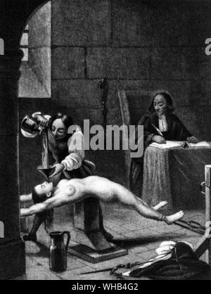 Folter de La Marquise de Brinvillier dans le Kammer de Frage. Stockfoto