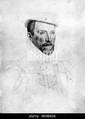 Gaspard de Coligny Admiral von Frankreich und Führer der Protestanten. Kupferstich von F Clouet 1572 Stockfoto