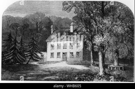 Steventon Pfarrhaus in Hampshire - von Memoiren von Jane Austen durch Edward Austen-Leigh, 1870 (ihr Neffe). Jane wurde 1777 in diesem Haus geboren. . Stockfoto