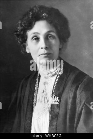 Emmeline Pankhurst (14. Juli 1858 - 14. Juni 1928) war einer der Gründer der britischen Suffragettenbewegung. (Sozialen und Politischen Der wspu Frauen union) ist der Name der Frau Pankhurst, mehr als alle anderen, die mit dem Kampf für die enfranchisement der Frauen im Vereinigten Königreich unmittelbar vor dem Ersten Weltkrieg verbunden ist. Stockfoto